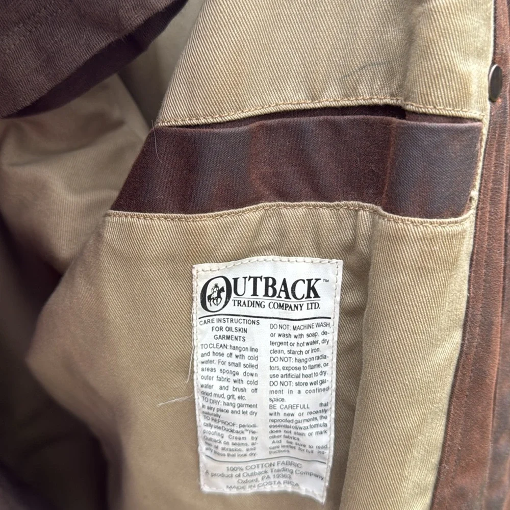 OUTBACK TRADING VINTAGE OILSKIN  DISTRESSED DUSTER JACKET- S 🐴🤠 - Picture 12 of 14
